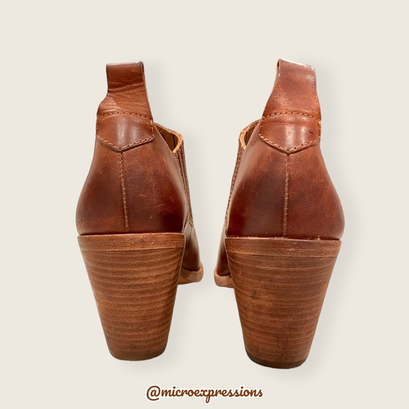 Frye Faye Shootie Cognac Leather Western Southern Embroidered Cowboy Heel Bootie - Picture 5 of 11